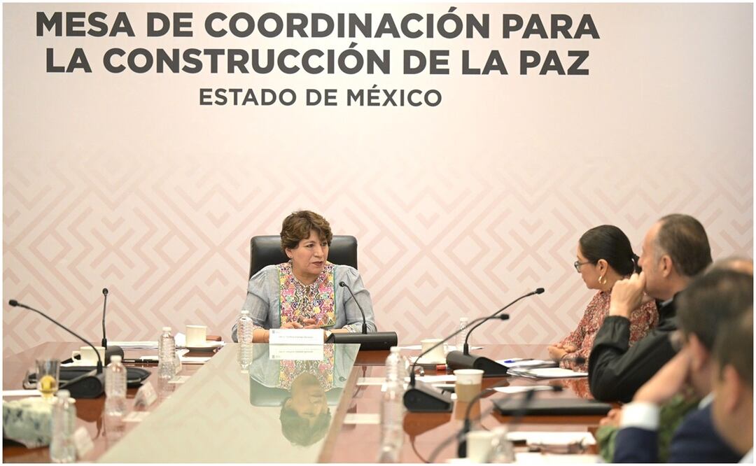 Delfina Gómez, Gobernadora del Estado de México durante la Mesa de Coordinación para la Construcción de la Paz. Foto: Especial