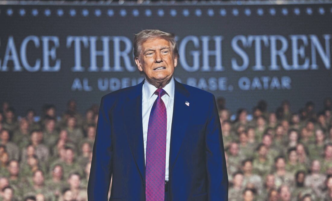 Donald Trump, en la base de EU de Al Udeid, en mayo pasado. Foto: Brendan Smialowski/ AFP