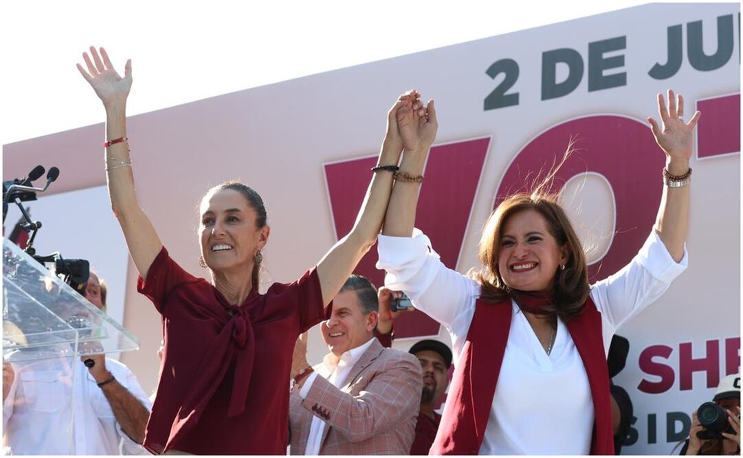 Claudia Sheinbaum es recibida con un fuerte dispositivo de seguridad de elementos de la GN. Foto: Diego Simón/EL UNIVERSAL