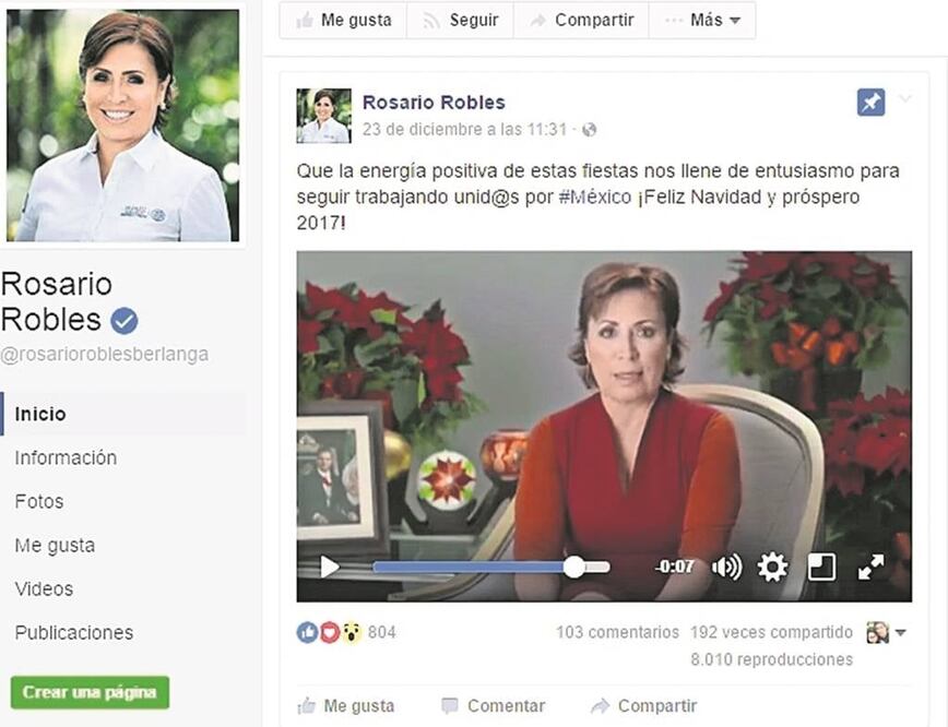 En la foto: Rosario Robles, titular de la Sedatu, llamó a la unidad (TOMADA DE FACEBOOK)