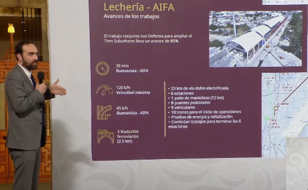 Andrés Lajous, director general de la Agencia Reguladora de Transporte Ferroviario, en la mañanera de este 13 de febrero del 2025. Foto: Captura de pantalla
