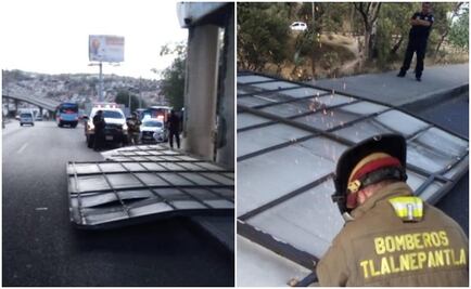 Viento provoca desplome de espectacular de 30 metros en Periférico Norte