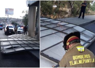 Viento provoca desplome de espectacular de 30 metros en Periférico Norte