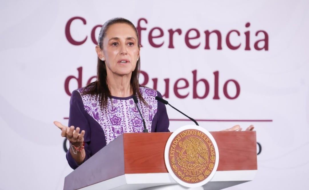 La presidenta Claudia Sheinbaum en la “Mañanera del Pueblo” del 19 de agosto de 2026 en Palacio Nacional. Foto: Karla Guerrero/ EL UNIVERSAL