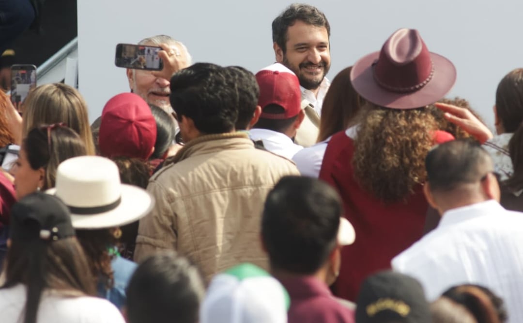Andrés Manuel "Andy" López Beltran en el festejo de 7 años de la 4T en México en la plancha del Zócalo (06/12/2025). Foto: Carlos Mejía / EL UNIVERSAL