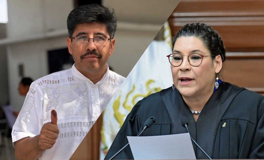 Hugo Aguilar Ortiz, abogado de origen mixteco y actual coordinador General del INPI y la ministra Lenia Batres. Foto: Tomada de la cuenta de X de @HugoAguilarOrti y EL UNIVERSAL