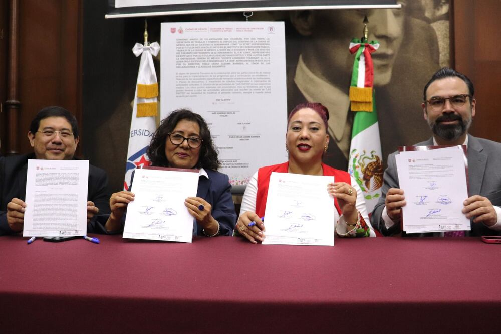 Secretaría del Trabajo de CDMX firma convenio con Universidad Obrera para fortalecer capacitación de trabajadores. (Foto: especial)