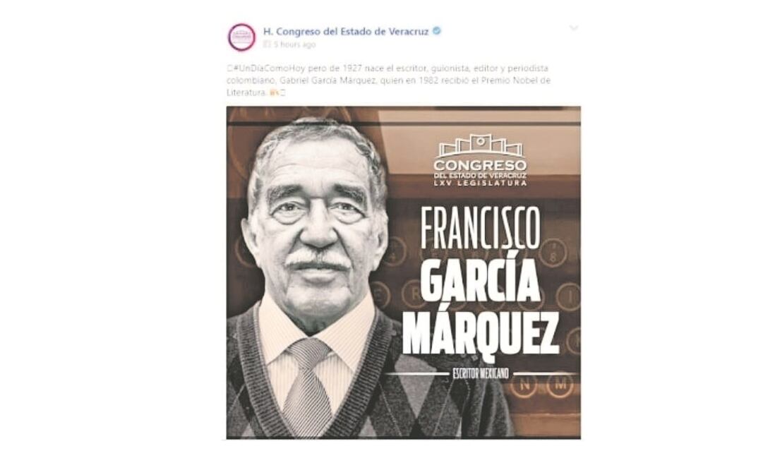 El área de Comunicación quiso honrar al escritor mexicano y se equivocó. (ESPECIAL)