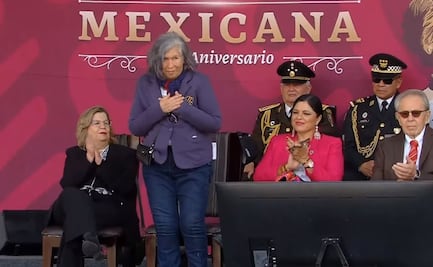 Consejera María Estela Ríos, propuesta por AMLO para la Corte, en primera fila del desfile de la Revolución