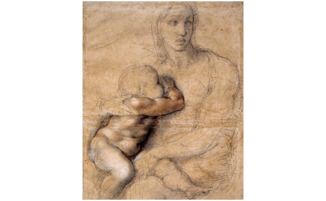 "Virgen con el Niño", una de las obras más misteriosas del pintor, escultor y arquitecto renacentista Miguel Ángel. Foto: EFE