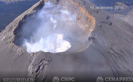 Muestra sobrevuelo formación de domo en cráter del Popocatépetl