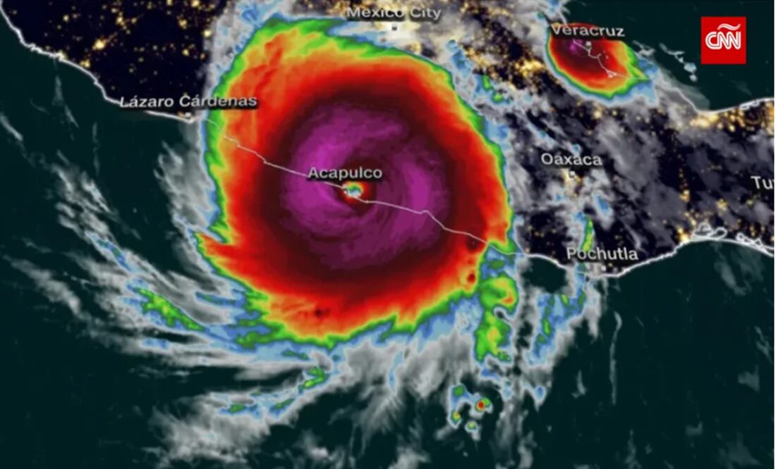 Este fenómeno tocó tierra en Acapulco en octubre del 2023, y se convirtió en el más destructivo. Foto: CNN.