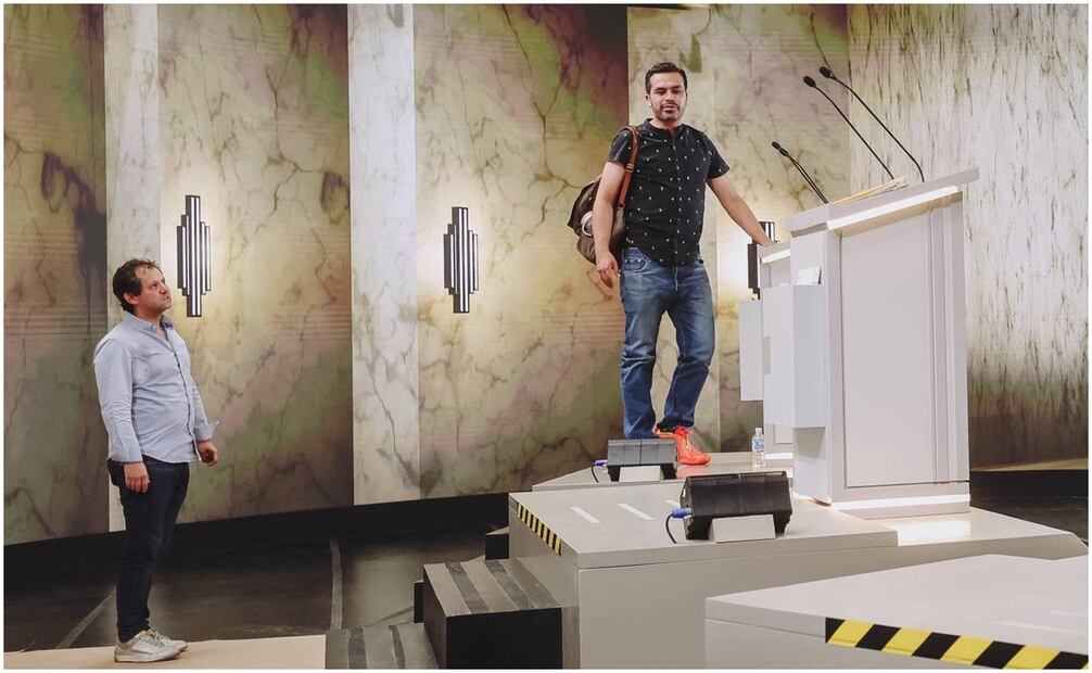 Jorge Álvarez Máynez participa en el ensayo del segundo debate presidencial. Foto: @JZavalaGt