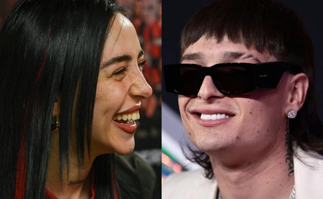 La rapera argentina Nicky Nicole y Peso Pluma. Fotos: Vía Facebook oficial del Club Atlético Newell's Old Boys/Instagram oficial de Peso Pluma @vmas.