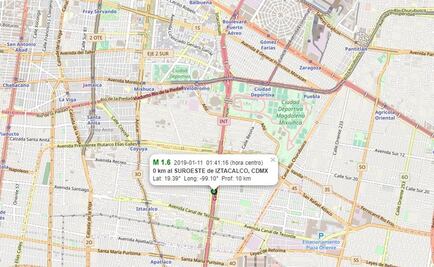 Se registra "micro" sismo de 1.6 en Iztacalco
