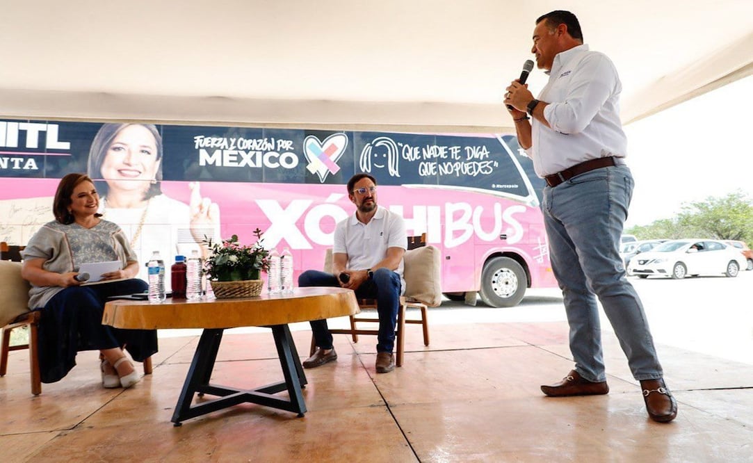 La candidata presidencial Xóchitl Gálvez y Renán Barrera Concha candidato de la alianza PAN, PRI, PANAL al gobierno de  Yucatán, visitaron un parque eólico en Progreso, Yucatán. Foto: Especial