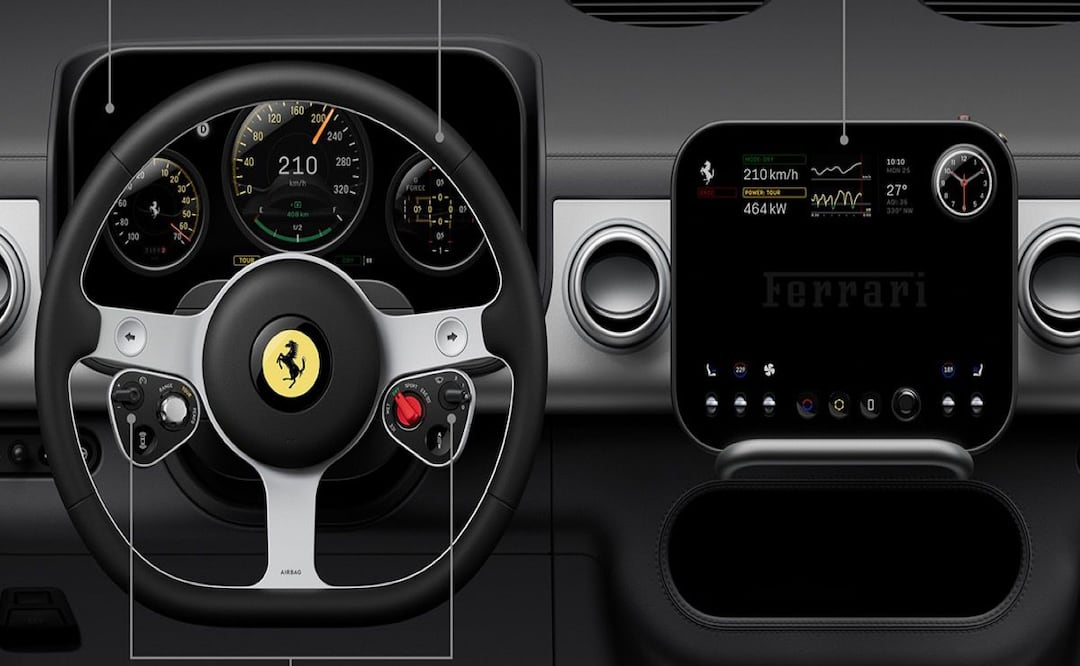 El luce combina tecnología con botones físicos. Foto: Ferrari