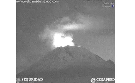 Registra volcán Popocatépetl emisiones de vapor de agua y gases