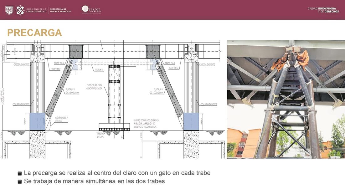 La Secretaría de Obras reveló que en 16 tramos se colocó una columna central adicional para dar mayor resistencia a la estructura de la Línea 12 del Metro, Foto: Especial