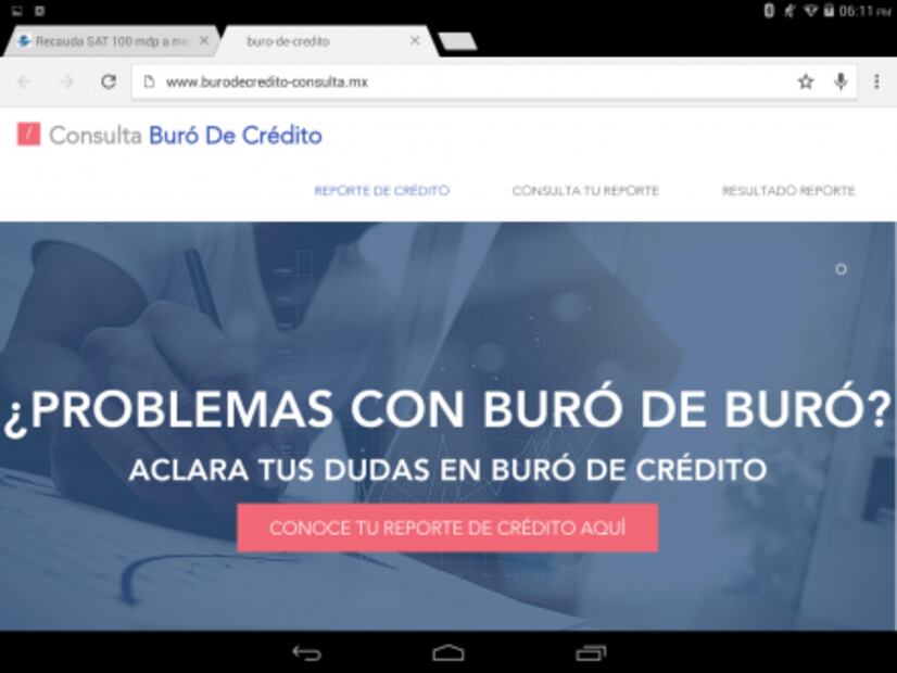 Condusef alerta de página falsa del Buró de Crédito