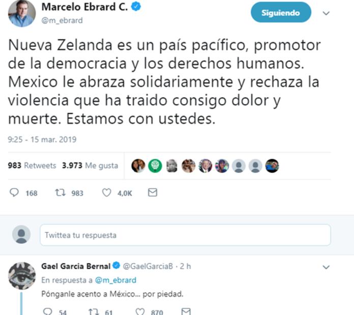 "Póngale acento a México... por piedad", pide Gael García Bernal a Marcelo Ebrard