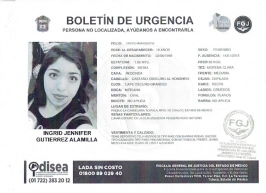 Activan Alerta Odisea por joven desaparecida en Edomex