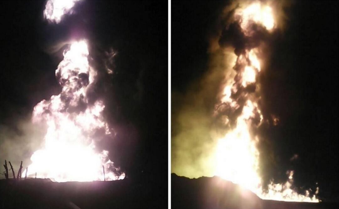 Petróleos Mexicanos said that fuel flow through the Minatitlán-Mexico duct was interrupted to control the fire. (Photo: @SSP_Puebla)  