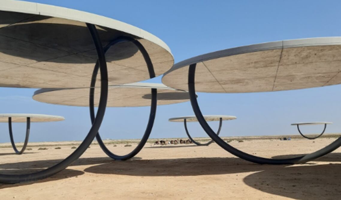 Aspectos de la excursión al desierto para ver la instalación de arte “Shadows Traveling on the Sea of the Day”, de Olafur Elliason. Foto: Frida Juárez/EL UNIVERSAL.