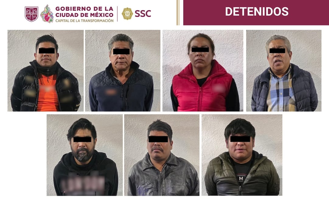 Detienen a seis hombres y una mujer este 8 de septiembre por intento de despojo en la alcaldía Azcapotzalco. Foto: Tomada de la cuenta de X de @PabloVazC