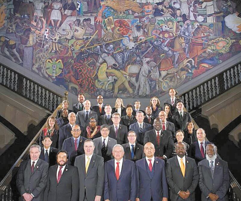 El presidente Andrés Manuel López Obrador (centro primera fila) presidió el acto de instalación de la presidencia pro tempore de México en la Celac. Foto: TOMADA DE TWITTER
