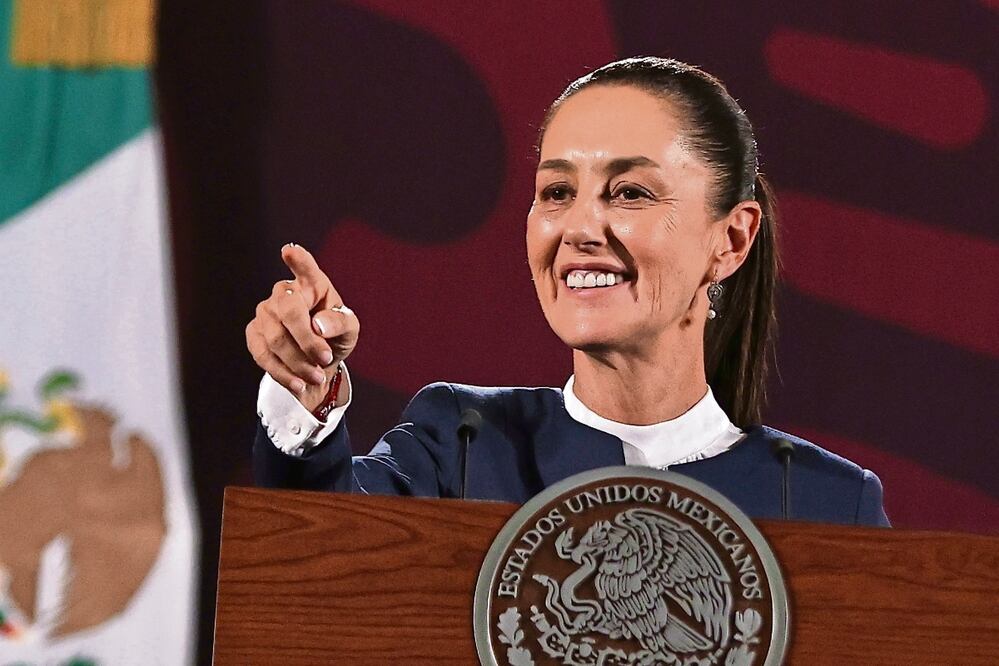 Claudia Sheinbaum llegó a un atiborrado Salón Tesorería y ofreció su primera conferencia de prensa. Berenice Fregoso El universal