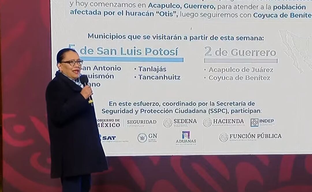 “Lo que estamos haciendo es devolver al pueblo lo que por derecho le corresponde”, dijo la secretaria de Seguridad. Foto: Captura