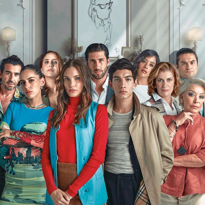 Macarena Achaga (de rojo), interpreta a una estafadora que busca desfalcar a la millonaria familia Urquiza, infiltrándose entre ellos. Foto: PRIME VIDEO