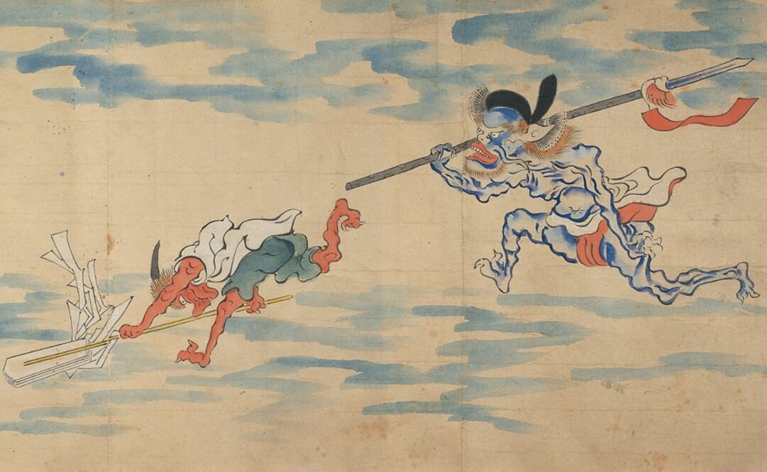 Rollo ilustrado del desfile nocturno de los cien demonios (Detalle). Periodo Edo, siglo XIX Miyoshi City. Cortesía: Real Academia de Bellas Artes de San Fernando