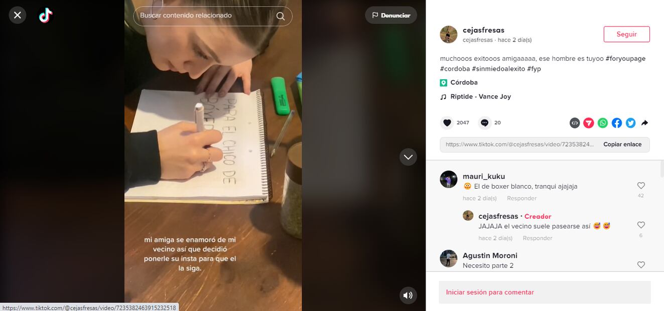 TikTok. Fuente: Captura TikTok