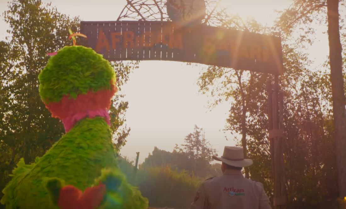 Abelardo de "Plaza Sésamo" llega a Africam Safari para conocer a Jirafa “Benito”.
Foto: Captura de pantalla