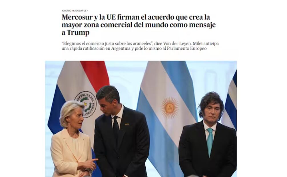 Diarios de Francia, Italia, España y Paraguay se hicieron eco de la cumbre histórica en Asunción y los efectos económicos del bloque. Foto: La Nación / GDA