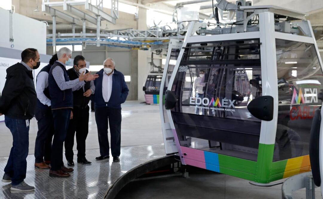 Hoy 30 marzo el gobernador mexiquense Alfredo Del Mazo Maza supervisó el avance de la obra del Mexicable 2. Foto: Especial