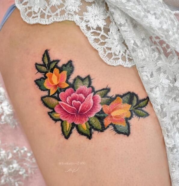 Tatuajes increíbles que parecen bordados hechos por manos mexicanas
