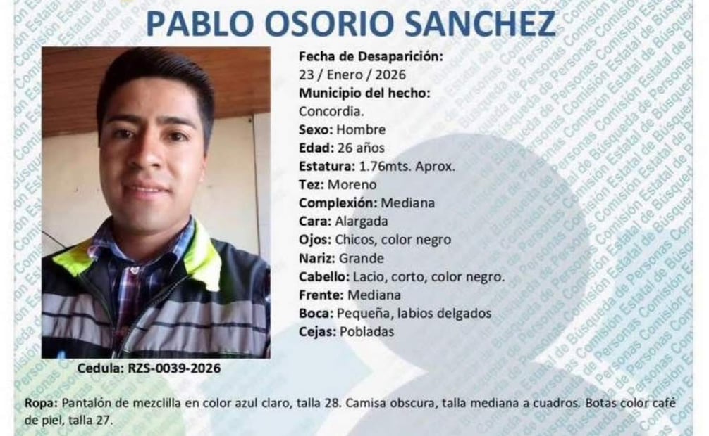 Ficha de búsqueda de trabajador de proyecto minero Vizsla (29/01/2026). Foto: Especial