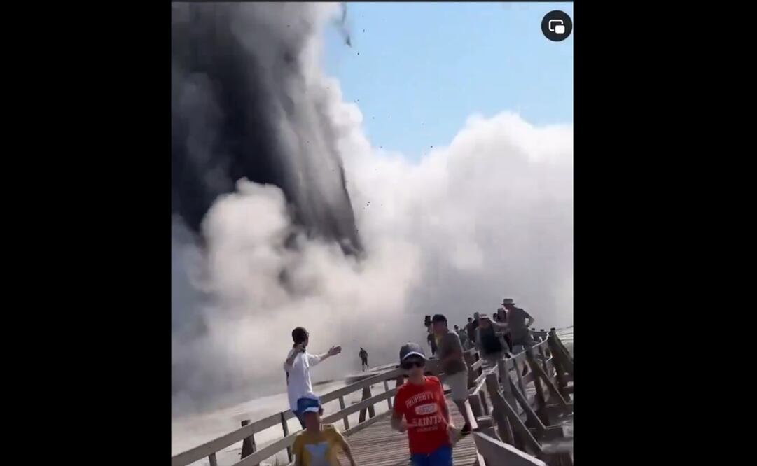 Una explosión se registró esta mañana en la llamada Cuenca de Biscuit del Parque Nacional de Yellowstone, en EU, lo que obligó a cerrar temporalmente la zona. Foto: Captura de pantalla