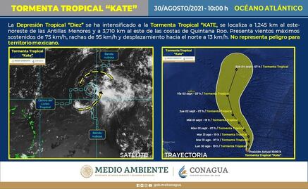 Se forma tormenta tropical "Kate"; ésta es su trayectoria