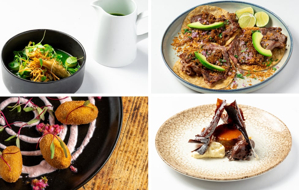 Cada tiempo del menú festivo incluye entradas frescas, tacos con tortilla hecha a mano y un cierre dulce con ingredientes locales. Fotos: Cortesía Grupo Castellano.