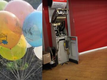 Tapan cámara de seguridad con un globo y roban cajeros automáticos