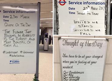 Tras atentado, el metro de Londres se llena de emotivos mensajes