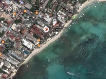 Mapa. "Blue Parrot", sitio de la balacera en Playa del Carmen