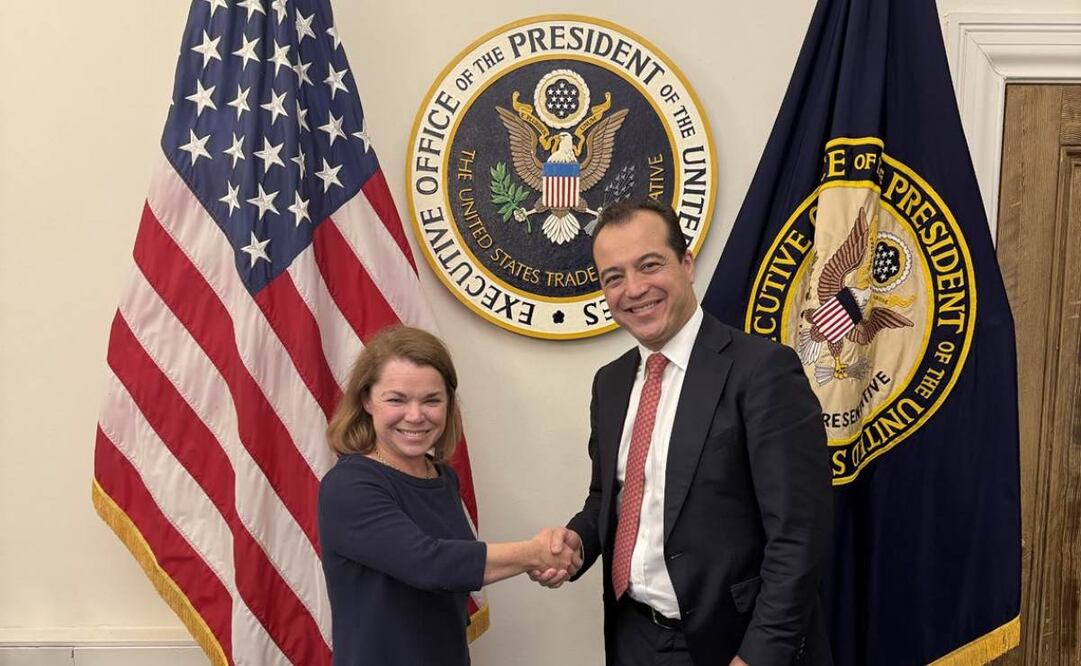 El subsecretario de Comercio Exterior de México, Luis Rosendo Gutiérrez, se reunió con su contraparte estadounidense, Cara Morrow, para discutir hablar sobre el T-MEC. Foto: Cortesía Secretaría de Economía