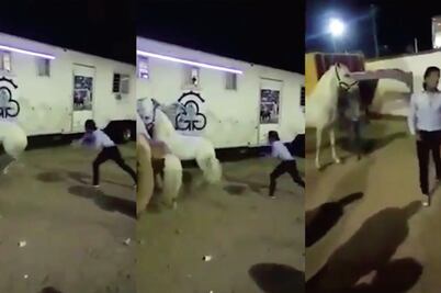 Indigna maltrato de rejoneador a caballo