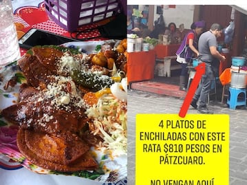 Le cobran $810 por enchiladas en Pátzcuaro y el internet se llena de memes 