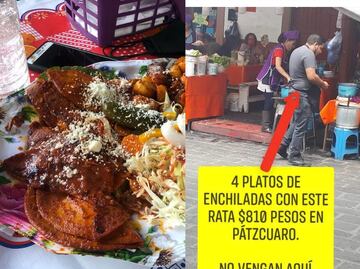 Le cobran $810 por enchiladas en Pátzcuaro y el internet se llena de memes